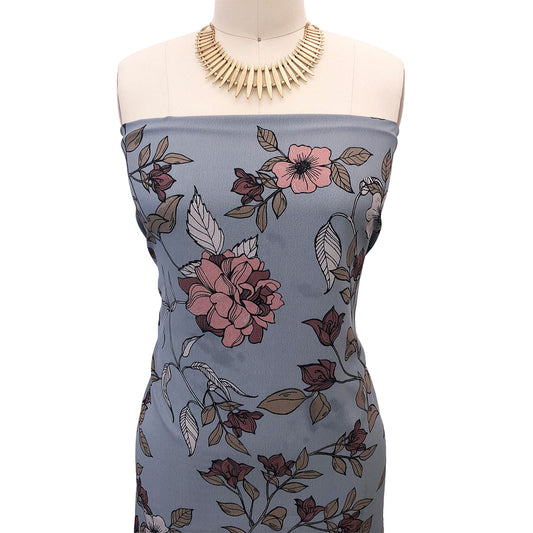 P-2905-754-SILVER-BLUE-MAUVE - PRINTED POLY MOROCCAN 100% POLY