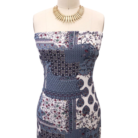 P-2934-636-BLUE-LAVENDER PRINTED CREPON 100% RAYON CREPON