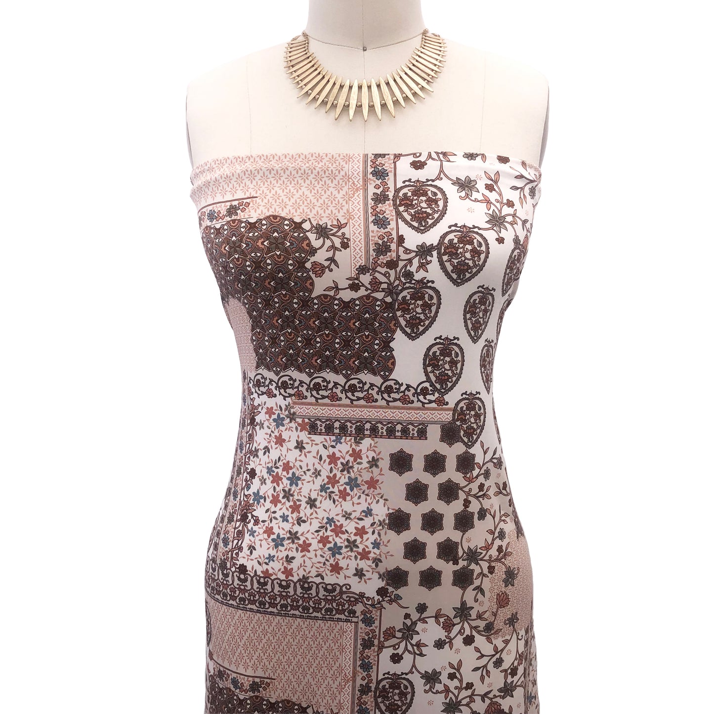 P-2934-800-TAN-CLAY - PRINTED VENEZIA 92% POLY 8% SPANDEX