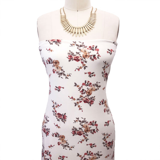 P-2935-668-ECRU-CORAL - PRINTED DTY 92% POLY 8% SPANDEX DTY DOUBLE SIDED BRUSH