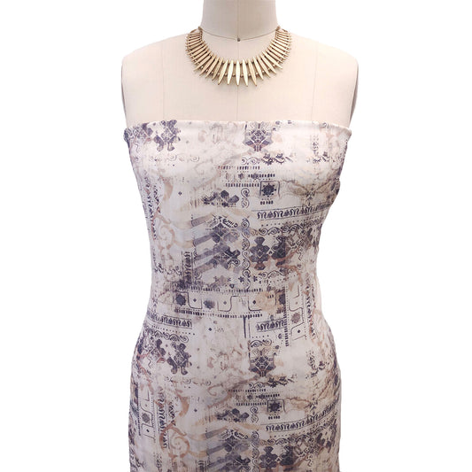 P-2957-698-IVORY-NEUTRAL - PRINTED RAYON CHALLIS 100% RAYON CHALLIS