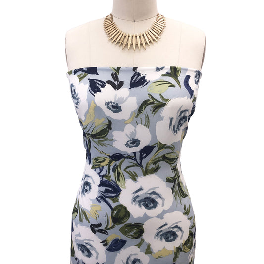 P-2963-504-BLUE-OFF-WHITE - PRINTED WOOL DOBBY 100% POLYESTER