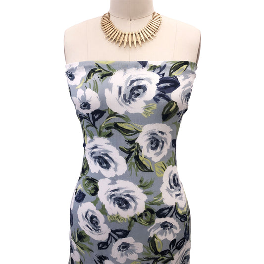 P-2963-636-BLUE-OFF-WHITE PRINTED CREPON 100% RAYON CREPON