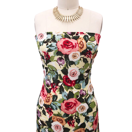 P-2964-504-PALE-YELLOW-CORAL - PRINTED WOOL DOBBY 100% POLYESTER