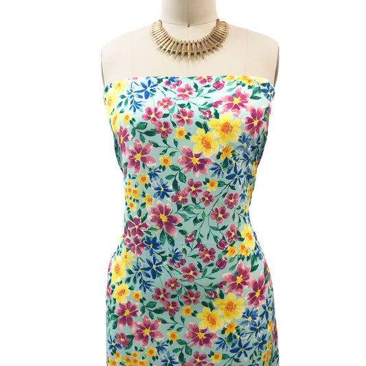 P-2965-754-MINT-YELLOW - PRINTED POLY MOROCCAN 100% POLY