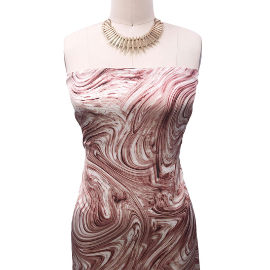 P-2967-456-IVORY-ROSE-GOLD - PRINTED STRETCH SATIN 100% POLY
