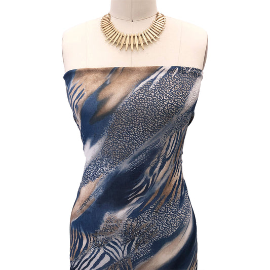 P-2970-501-NAVY-CAMEL - PRINTED 100% POLYESTER HI MULTI CHIFFON WASH