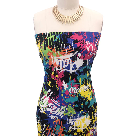 P-2972-754-BLACK-ORANGE - PRINTED POLY MOROCCAN 100% POLY