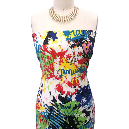 P-2972-754-OFF-WHITE-BLUE - PRINTED POLY MOROCCAN 100% POLY