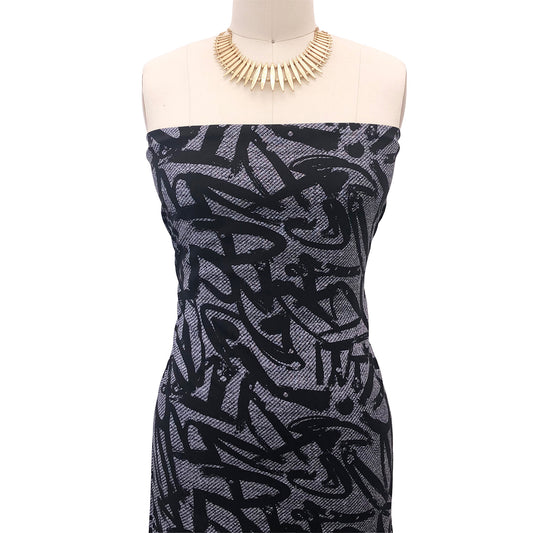 P-2975-698-CHARCOAL-BLACK - PRINTED RAYON CHALLIS 100% RAYON CHALLIS