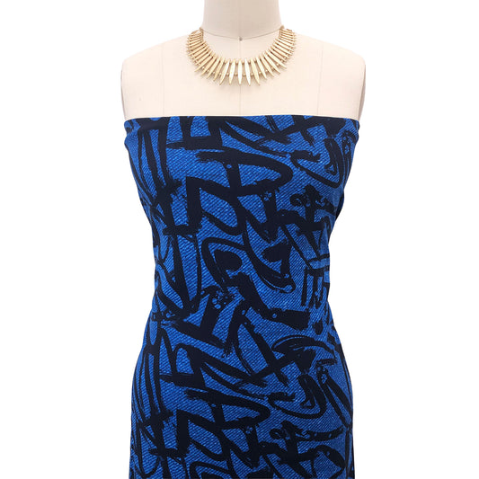 P-2975-698-ROYAL-DK-NAVY - PRINTED RAYON CHALLIS 100% RAYON CHALLIS