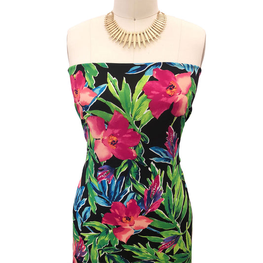 P-2983-504-BLACK-CORAL - PRINTED WOOL DOBBY 100% POLYESTER