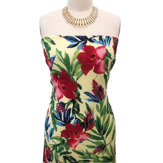 P-2983-504-LEMON-RED - PRINTED WOOL DOBBY 100% POLYESTER