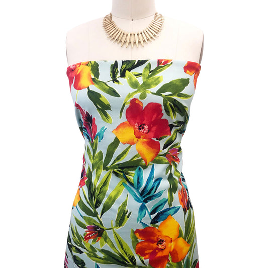 P-2983-702-MINT-ORANGE - PRINTED SCUBA CREPE 97% POLY 3% SPANDEX