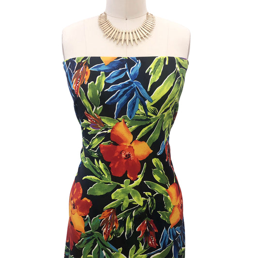 P-2983-702-NAVY-YELLOW - PRINTED SCUBA CREPE 97% POLY 3% SPANDEX