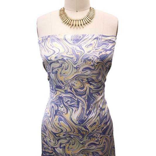 P-2990-456-LAVENDER-MINT - PRINTED STRETCH SATIN 100% POLY