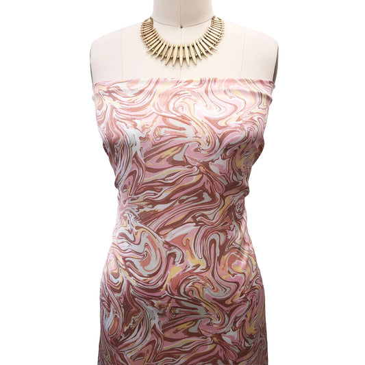 P-2990-456-ROSE-GOLD-PINK - PRINTED STRETCH SATIN 100% POLY
