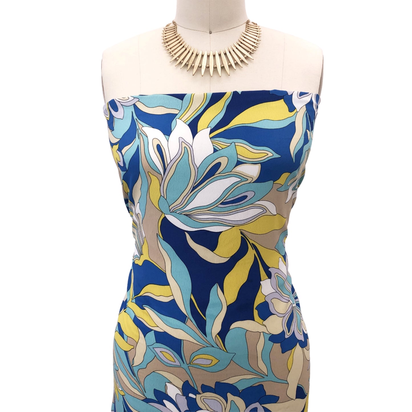 P-3004-754-OCEAN-BLUE-LEMON - PRINTED POLY MOROCCAN 100% POLY