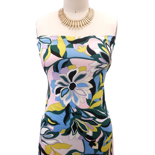 P-3004-800-BLUSH-EVERGREEN - PRINTED VENEZIA 92% POLY 8% SPANDEX