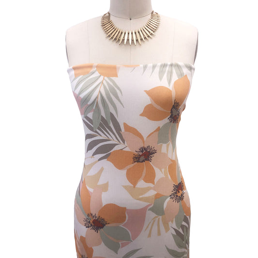 P-3005-636-ECRU-PEACH - PRINTED CREPON 100% RAYON CREPON