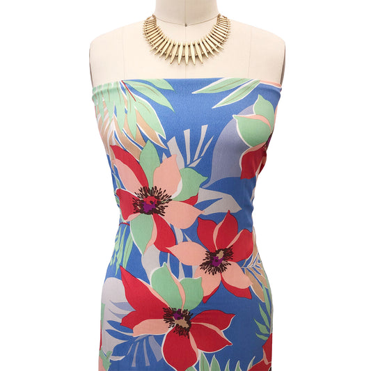 P-3005-754-BLUE-CORAL - PRINTED POLY MOROCCAN 100% POLY