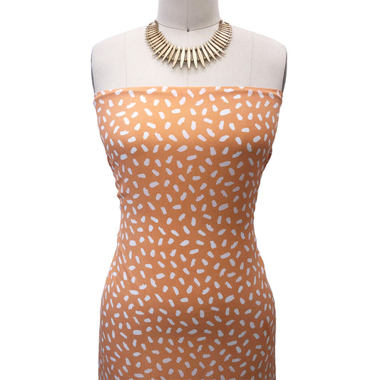 P-3012-754-PEACH-OFF-WHITE - PRINTED POLY MOROCCAN 100% POLY