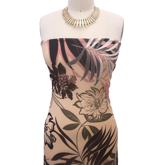 P-3020-501-TAN-ROSE-GOLD - PRINTED 100% POLYESTER HI MULTI CHIFFON WASH