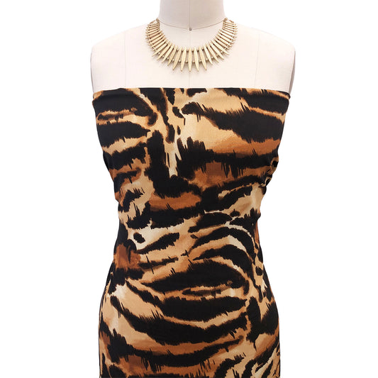 P-3024-754-GOLDEN-OCHRE-DK-CHOCO - PRINTED POLY MOROCCAN 100% POLY