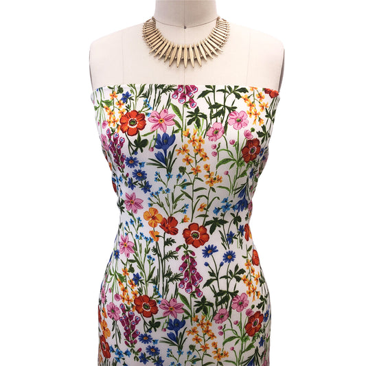 P-3040-504-IVORY-ORANGEADE - PRINTED WOOL DOBBY 100% POLYESTER