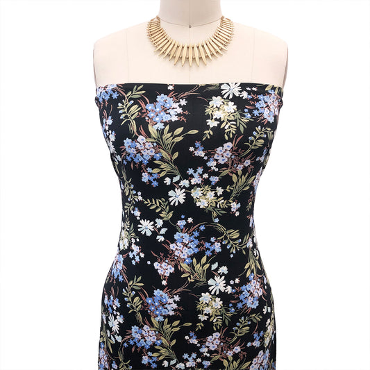 P-3058-800-BLACK-BLUE - PRINTED VENEZIA 92% POLY 8% SPANDEX