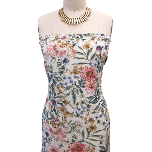 P-3059-754-IVORY-PEACH - PRINTED POLY MOROCCAN 100% POLY