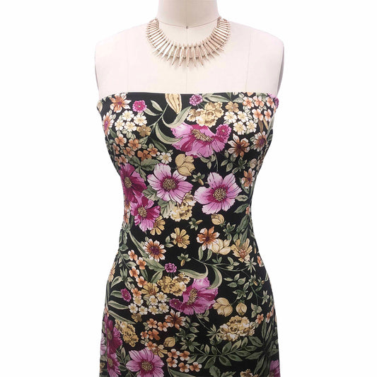 P-3059-800-BLACK-RASPBERRY-PINK - PRINTED VENEZIA 92% POLY 8% SPANDEX