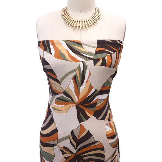 P-3068-636-SAND-BROWN - PRINTED CREPON 100% RAYON CREPON