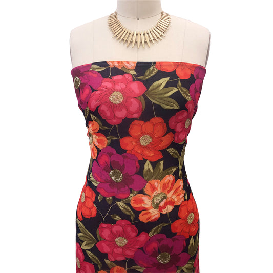 P-3074-501-BLACKBERRY-TANGERINE - PRINTED 100% POLYESTER HI MULTI CHIFFON WASH