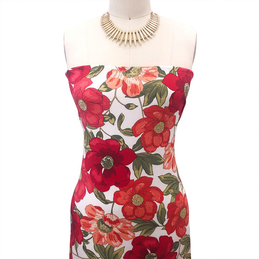 P-3074-800-OFF-WHITE-RED - PRINTED VENEZIA 92% POLY 8% SPANDEX