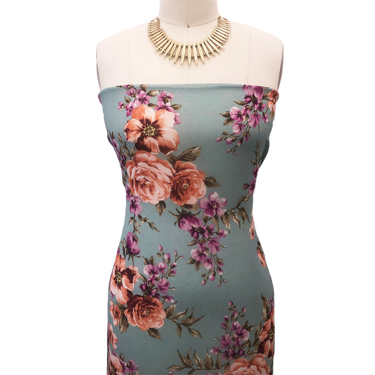 P-3081-501-MISTY-JADE-CLAY - PRINTED 100% POLYESTER HI MULTI CHIFFON WASH