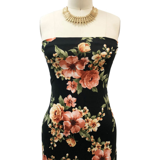 P-3081-668-BLACK-CORAL-HAZE - PRINTED DTY 92% POLY 8% SPANDEX DTY DOUBLE SIDED BRUSH