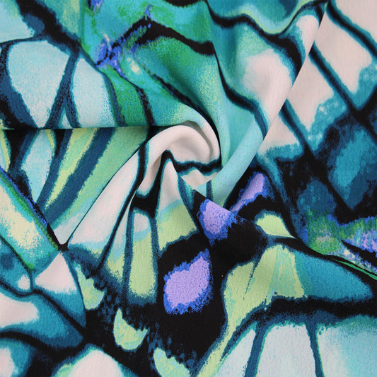 P-3107-754-PEACOCK-BLUE-KELLY-GREEN - PRINTED POLY MOROCCAN 100% POLY