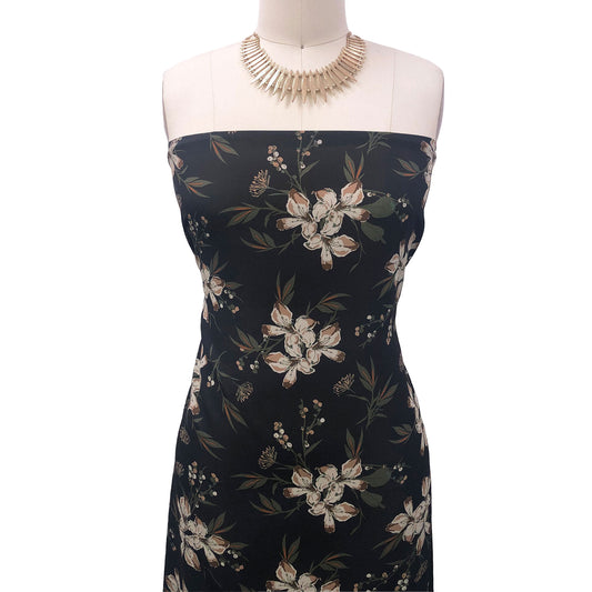 P-3147-504-BLACK-MOCHA - PRINTED WOOL DOBBY 100% POLYESTER