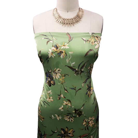 P-3158-456-KIWI-BLUE - PRINTED STRETCH SATIN 100% POLY