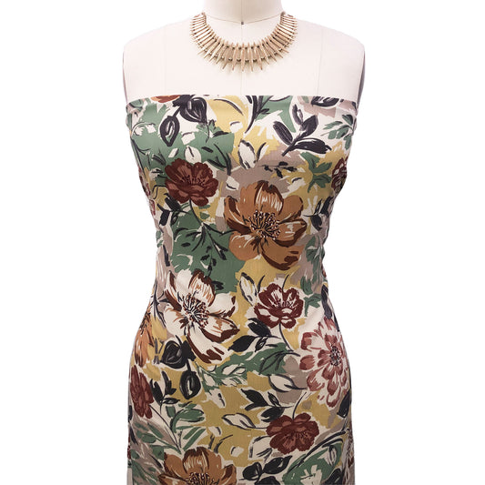 P-3169-754-BASIL-JOJOBA-CARAMEL - PRINTED POLY MOROCCAN 100% POLY