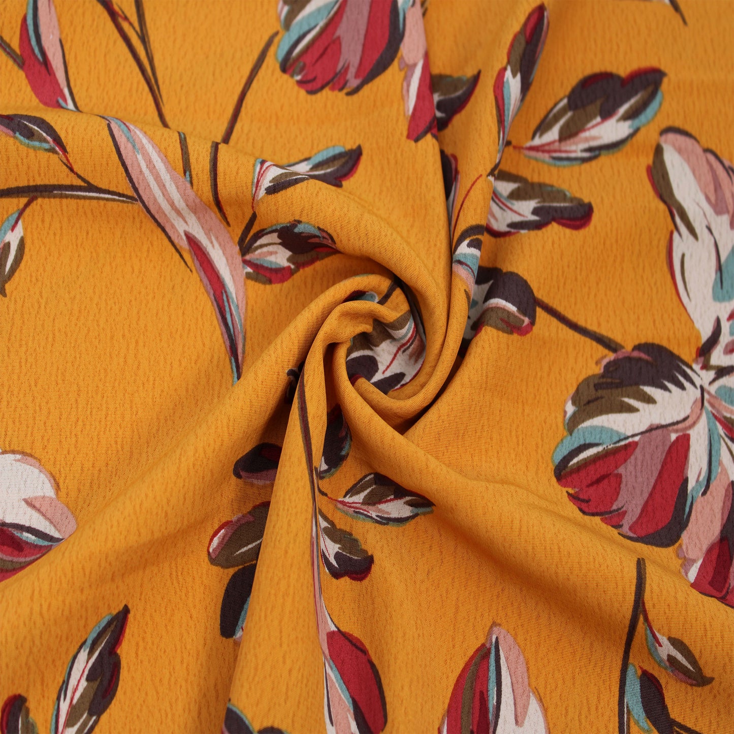P-3184-754-HONEY-MUSTARD-BLUE-SURF - PRINTED POLY MOROCCAN 100% POLY