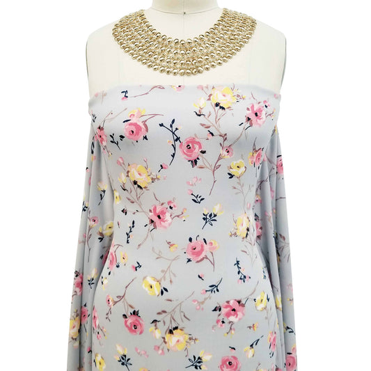 P-32-504-GREY-DUSTY-ROSE - PRINTED WOOL DOBBY 100% POLYESTER