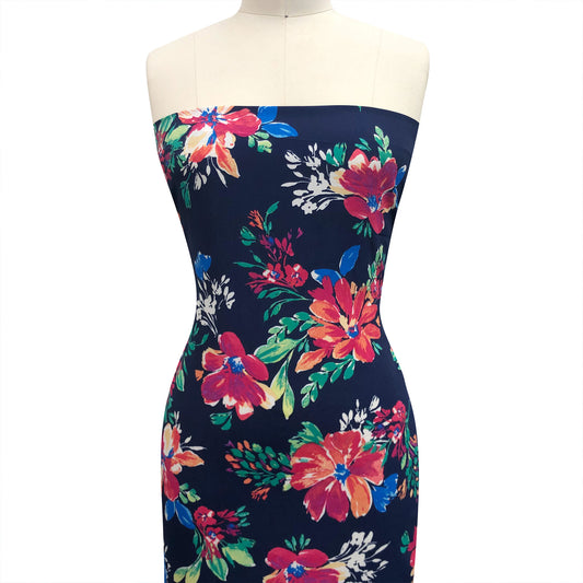 P-3230-754-NAVY-RASPBERRY - PRINTED POLY MOROCCAN 100% POLY