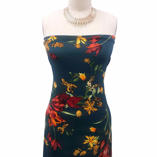 P-3274-450-TEAL-SPICY-ORANGE - PRINTED ITY 96% POLY 4% SPANDEX