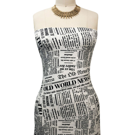 P-3284-730-OFF-WHITE-BLACK - PRINTED DTY SEMI SHINY 85% POLY 15% SPANDEX