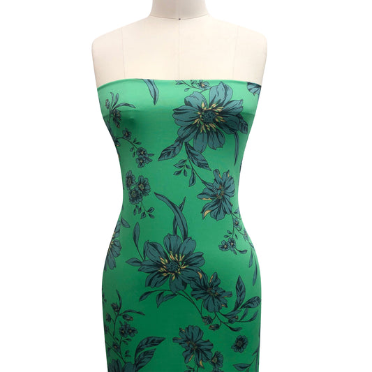 P-3295-730-ISLAND-GREEN-SEA-BLUE - PRINTED DTY SEMI SHINY 93% POLY 7% SPANDEX