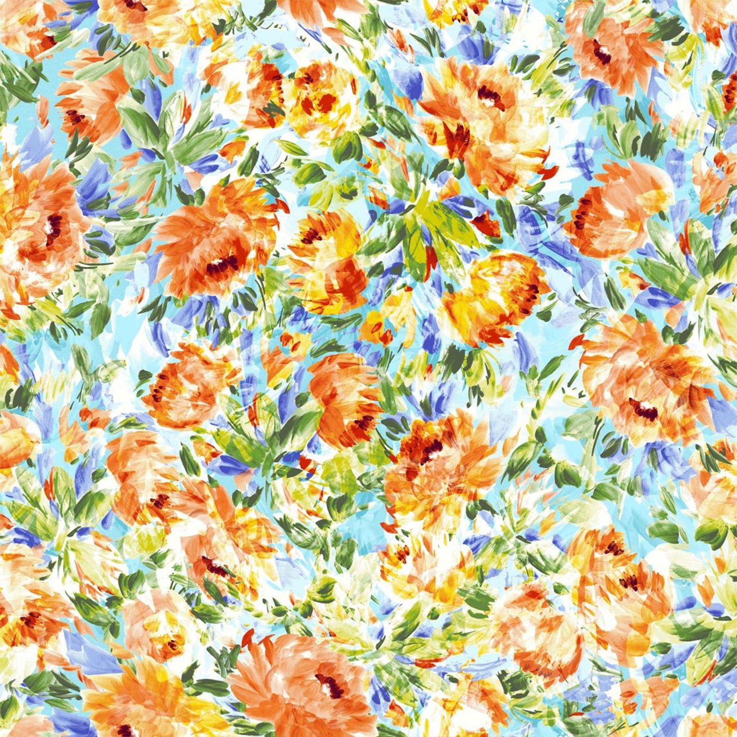 P-3296-702-MINT-ORANGE - PRINTED SCUBA CREPE 97% POLY 3% SPANDEX