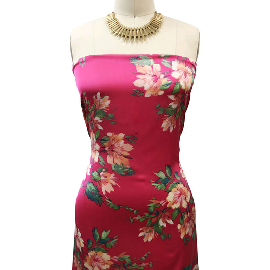 P-3300-456-FUCHSIA-MANGO - PRINTED STRETCH SATIN 100% POLY