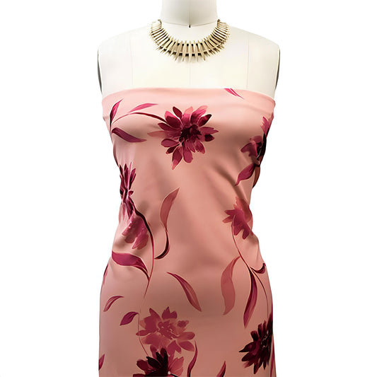 P-3309-702-POWDER-PINK-BERRY - PRINTED SCUBA CREPE 97% POLY 3% SPANDEX